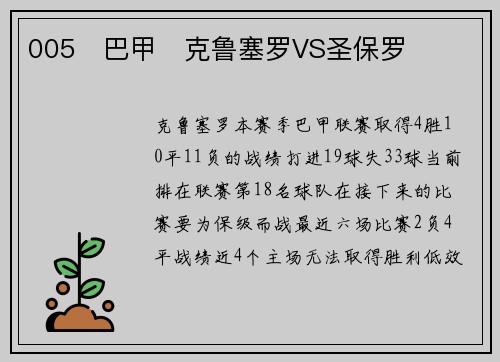 005   巴甲   克鲁塞罗VS圣保罗